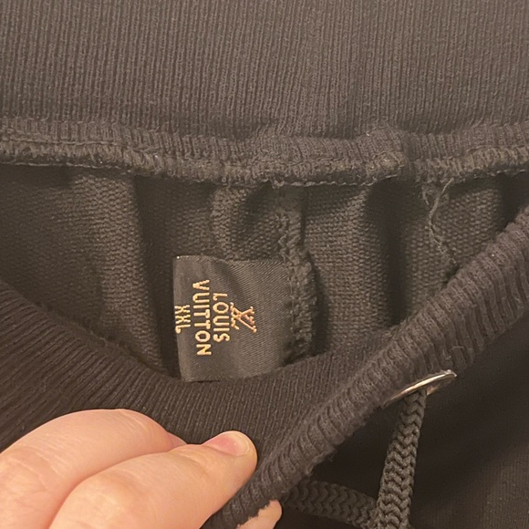 black designer logo louis vuitton sweatpants size medium large zipper pockets - Picture 5 of 6